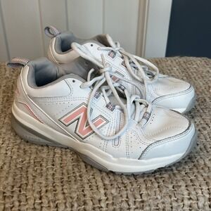 New Balance Women 608v5 Casual Comfort Cross Trainer White Pink Gray Sz 5.5 D